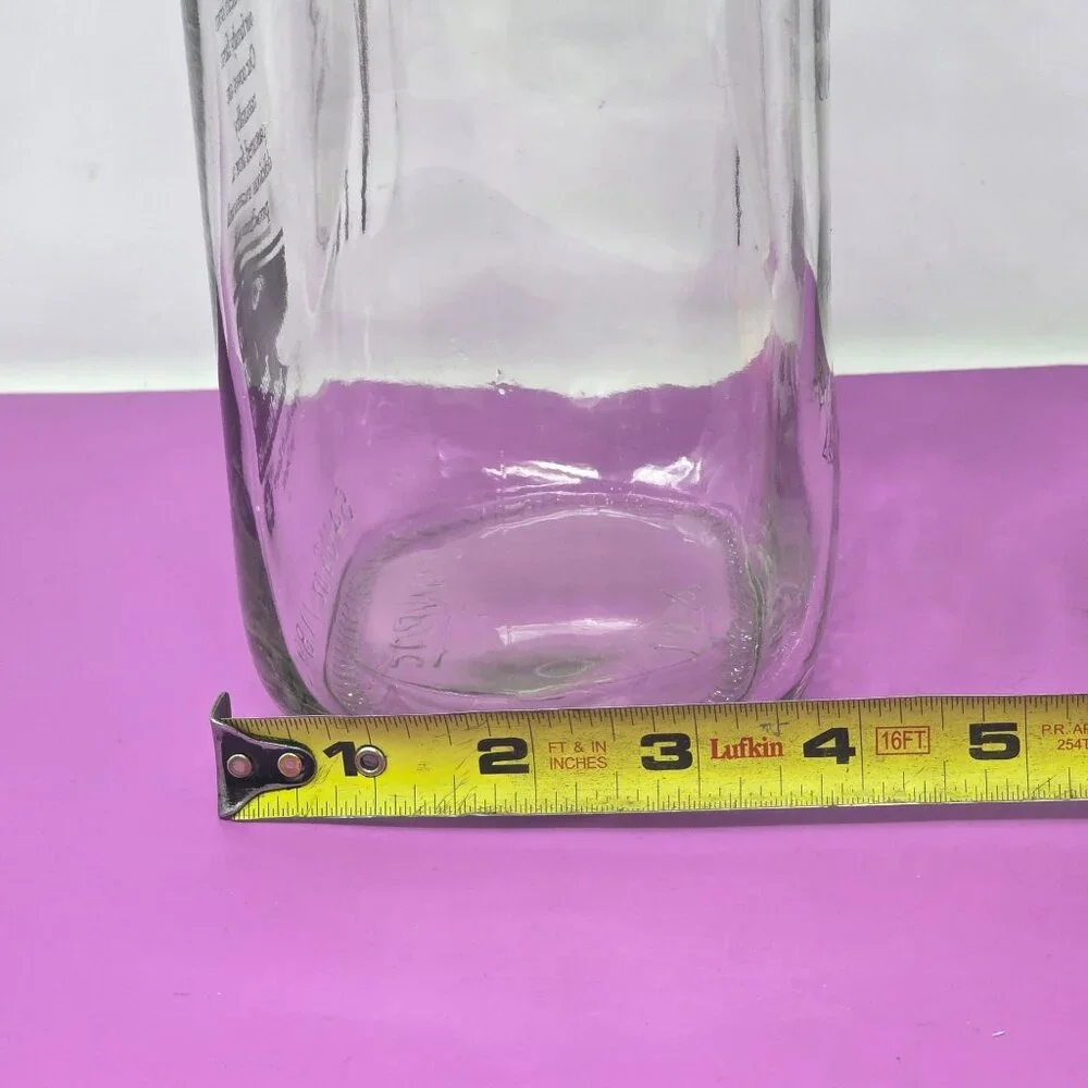 Clear Glass Milk Bottle W/ Blue Cap Memory Lane Dairy Store 64 Oz Stanpac Design